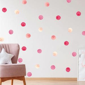 Muursticker - Polka stippen / Roze