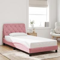 vidaXL Bedframe zonder matras fluweel roze 100x200 cm, bed, bed ombouw, eenpersoonsbed, bedbodem, slaapkamermeubel, 1 persoonsbed, logeerbed