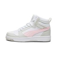 PUMA Rebound V6 MID JR Sneaker, Wit-Frosty Pink-Sedate Gray, 6 UK, Puma Wit Frosty Pink Sedate Grey, 39 EU