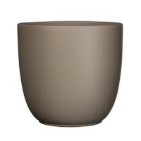 Bloempot mat taupe bruin keramiek voor kamerplant H14 x D14.5 cm