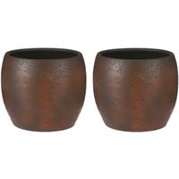 Mica Decorations Bloempot/plantenpot - 2x - roest/terracotta bruin - voor kamerplant - H26 x D28 cm - thumbnail