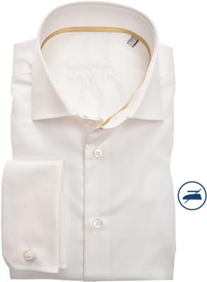 Ledȗb Heren Overhemd Ecru Twill Trouwhemd Dubbele Manchet Modern Fit