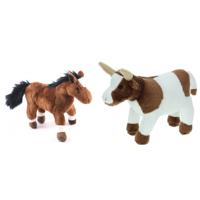 Pluche knuffel boerderijdieren set Koe en Paard van 20 cm - thumbnail