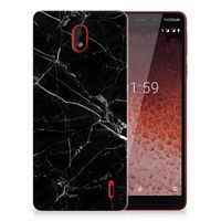 Nokia 1 Plus TPU Siliconen Hoesje Marmer Zwart - Origineel Cadeau Vader - thumbnail