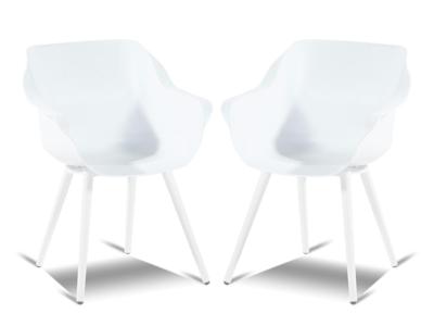 Set van 2 tuinstoelen SOLO wit met ronde poten aluminium