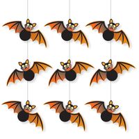 3x stuks halloween hangende vleermuizen decoratie zwart/oranje 70 cm