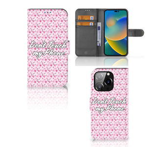 iPhone 14 Pro Portemonnee Hoesje Flowers Pink DTMP