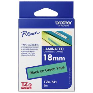 Labeltape Brother TZe, TZ TZe-741 Tapekleur: Groen Tekstkleur:Zwart 18 mm 8 m