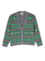 Gucci Kids cardigan en maille à logo imprimé - Gris