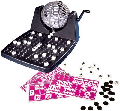 Noris bingo-spel 32 x 24 cm zwart/blauw 104-delig