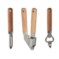 Excellent Houseware 3-delige keukengerei set - Opener/knoflookpers/schilmes - thumbnail