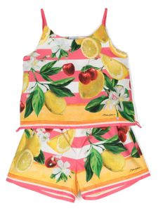 Dolce & Gabbana Kids ensemble haut-short à mélange d'imprimés - Jaune