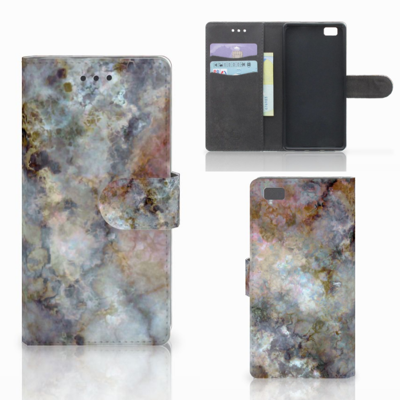 Huawei Ascend P8 Lite Bookcase Marmer Grijs Huawei Ascend P8 Lite Bookcase Marmer Grijs