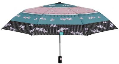 Perletti paraplu bloemen dames 96 cm microvezel roze/zwart