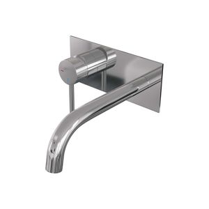 Inbouw Wastafelmengkraan Brauer Chrome Carving Coldstart Gebogen Uitloop Ronde Hendel Links Chroom PVD Met Afdekplaat Brauer