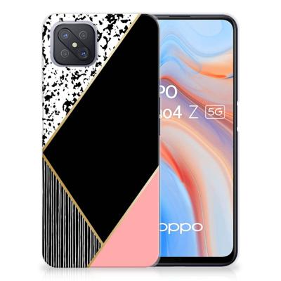 OPPO Reno4 Z | A92s TPU Hoesje Zwart Roze Vormen