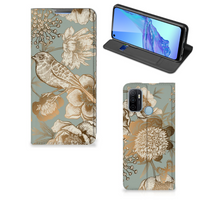 Smart Cover voor OPPO A53 | A53s Vintage Bird Flowers - thumbnail