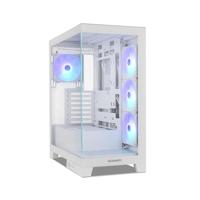 NOX XTREME PRODUCTS HUMMER GLOCK WHITE - ATX | M-ATX | ITX Semitower, Panoramisch randloos gehard glas, Ruimte voor 10 ventilatoren, 4x 120mm ventilatoren voorgeïnstalleerd, USB-C en USB 3.0, Wit