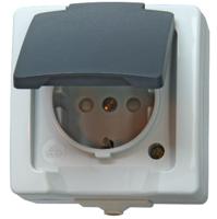Kopp 107856005 Nautic Wandcontactdoos met randaarde en klapdeksel spatwaterdicht Grijs 1 stuk(s)