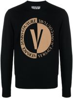 Versace Jeans Couture pull en laine à logo intarsia - Noir - thumbnail