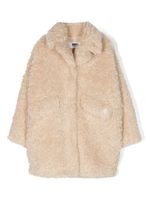 MM6 Maison Margiela Kids veste en fourrure artificielle à logo brodé - Tons neutres