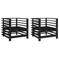 vidaXL Tuinstoelen 2 st massief grenenhout zwart, tuinstoel, terrasstoel, loungestoel, tuin stoel, loungestoel tuin, kampeerstoel, lounge stoel buiten