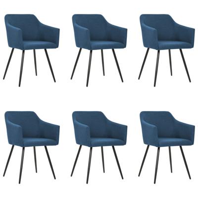 vidaXL Eetkamerstoelen 6 st stof blauw