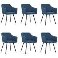 vidaXL Eetkamerstoelen 6 st stof blauw