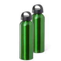 Waterfles / drinkfles / sportfles - 2x - metallic groen - aluminium - 800 ml - schroefdop - thumbnail