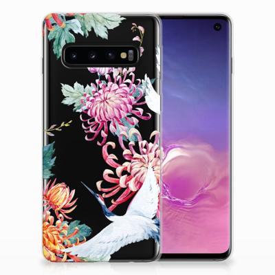 Samsung Galaxy S10 TPU Hoesje Bird Flowers