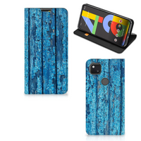 Google Pixel 4a Book Wallet Case Wood Blue