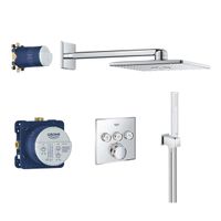 GROHE Grohtherm smartcontrol Regendoucheset Inbouw - hoofddouche vierkant 31cm - handdouche staaf - wandarm - chroom 34804000