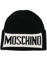 Moschino bonnet à logo en intarsia - Noir - thumbnail