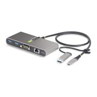 StarTech.com 2-Port USB-C Hub met Ethernet en RS232 Serial, Geïntegreerde USB-C naar USB-A Dongle, 100W PD, 2x USB-A 5Gbps