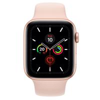 Refurbished Apple Watch Series 5 Aluminum 44mm Rosegoud met Pink Sportband Licht gebruikt - thumbnail