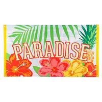 Boland 52489 - vlag Paradise, grootte 90 x 150 cm, van polyester, banner met motief, decoratie, Hawaii, strandfeest, carnaval, themafeest, verjaardag