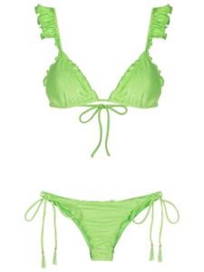 Brigitte bikini nervuré à volants - Vert