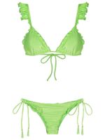 Brigitte bikini nervuré à volants - Vert - thumbnail