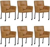 Set van 6 Cognac leren moderne eetkamerstoelen Lucky - Kenia Leer Walnut (cognac leer)