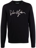 Dolce & Gabbana pull en laine à logo brodé - Noir