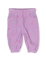 Stella McCartney Kids pantalon en velours côtelé à broderies - Violet