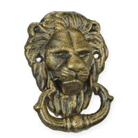 A PAIR OF CAST IRON LION HEAD DOOR KNOCKERS - thumbnail