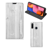 Samsung Galaxy A20s Book Wallet Case White Wood
