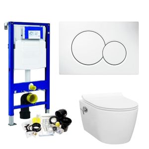 Geberit UP320 Toiletset set25 Wandcloset Idevit Alfa met Bidet Randloos met Sigma drukplaat