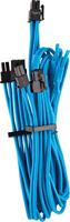 Corsair Premium kabel, 6+2 pin, PCIe, dubbele kabel, type 4 (generatie 4-serie), voor voedingen, met ommanteling, blauw