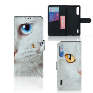 Xiaomi Mi A3 Telefoonhoesje met Pasjes Witte Kat