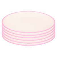 6x stuks onbreekbare kunststof/melamine roze ontbijt bordjes 23 cm voor outdoor/camping - thumbnail