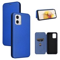 Motorola Moto G73 Flip Case met Kaartsleuf - Koolstofvezel - Blauw - thumbnail