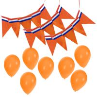 Bellatio decorations - Oranje versiering set - vlaggenlijnen en ballonnen - thumbnail