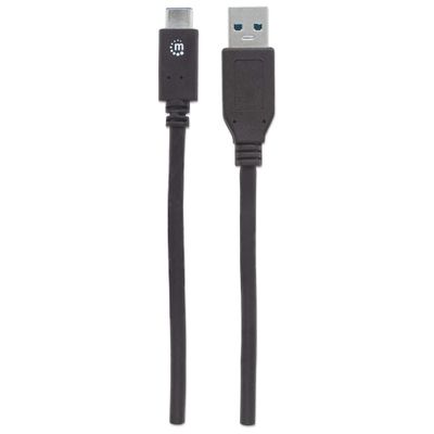 Manhattan USB-kabel USB 3.2 Gen1 (USB 3.0 / USB 3.1 Gen1) USB-A stekker, USB-C stekker 1.00 m Zwart UL gecertificeerd 353373